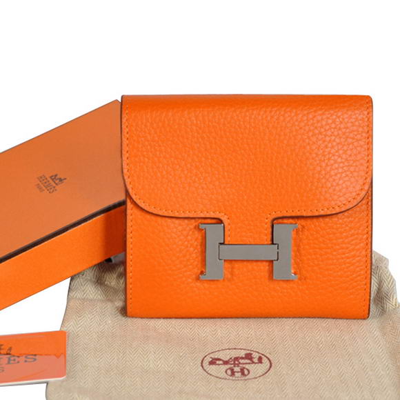 Cheap Fake Hermes Constance Wallets Togo Leather A608 Orange